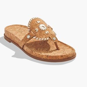 Jack Rogers Collins cork soles sandal Navy & metallic silver NWOT size 7.5